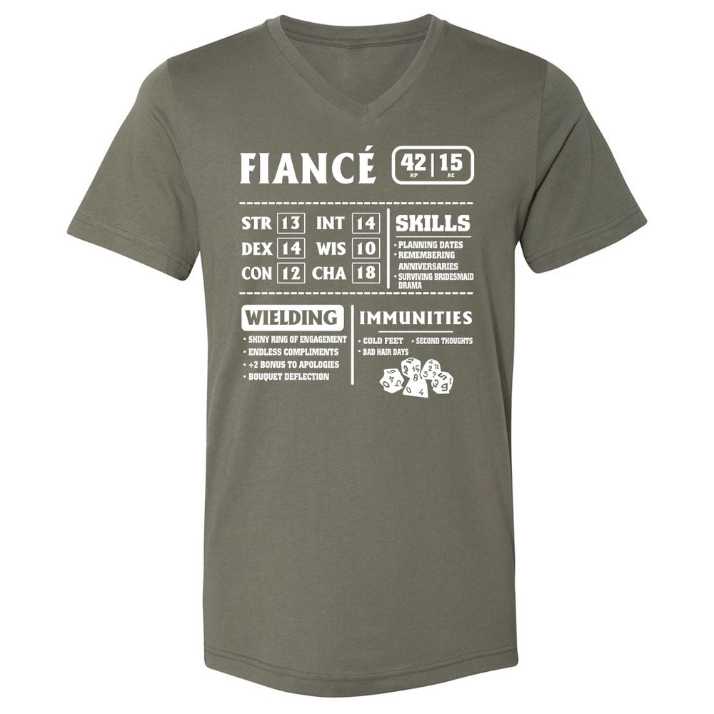 Fiance Stats Unisex V-Neck T-Shirt - Military Green - 10