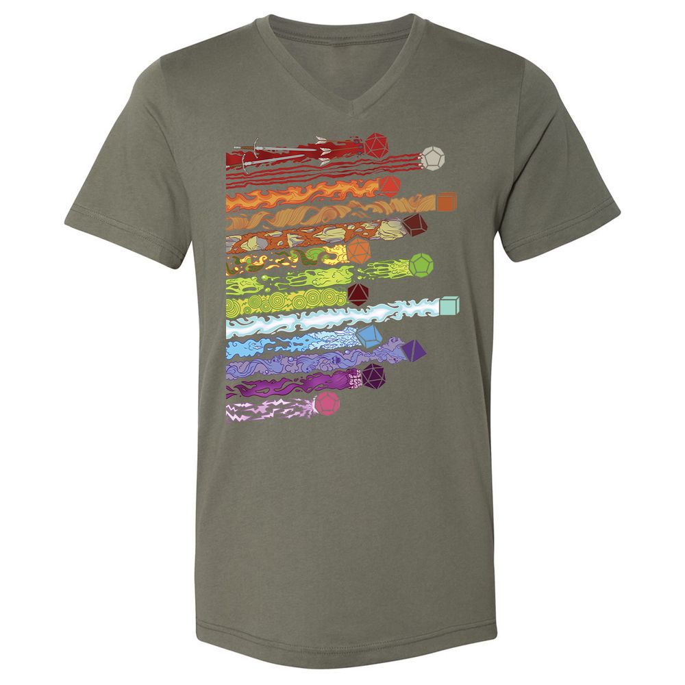 Damage Dices Unisex V-Neck T-Shirt - Military Green - 10
