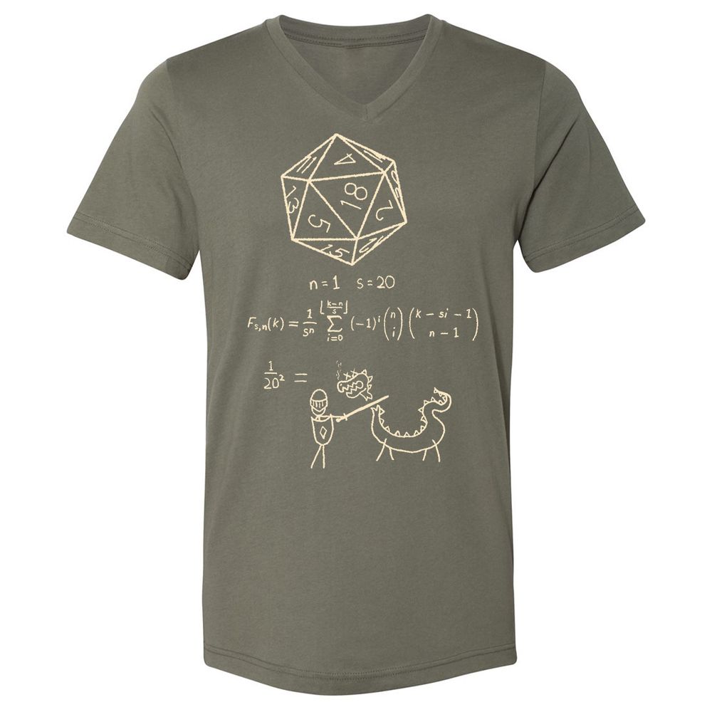 Science Of20 Sided Dice Unisex V-Neck T-Shirt - Military Green - 10