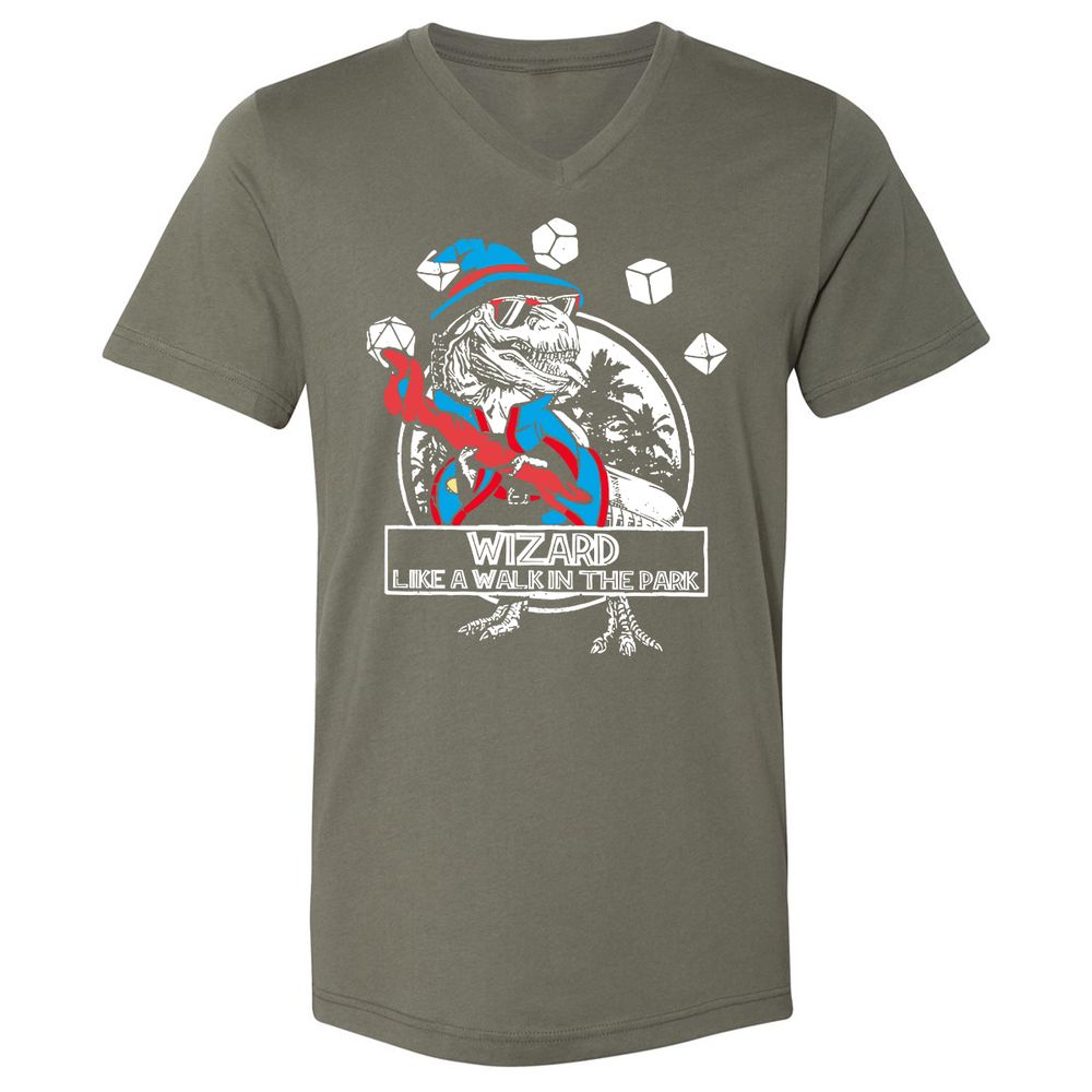 Wizard Like The Walk In The Park Unisex V-Neck T-Shirt - Military Green - 10