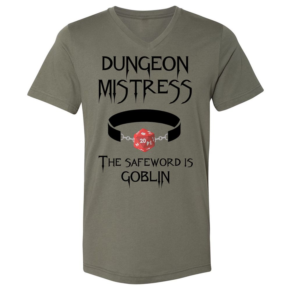 Dungeon Mistress Unisex V-Neck T-Shirt - Military Green - 10