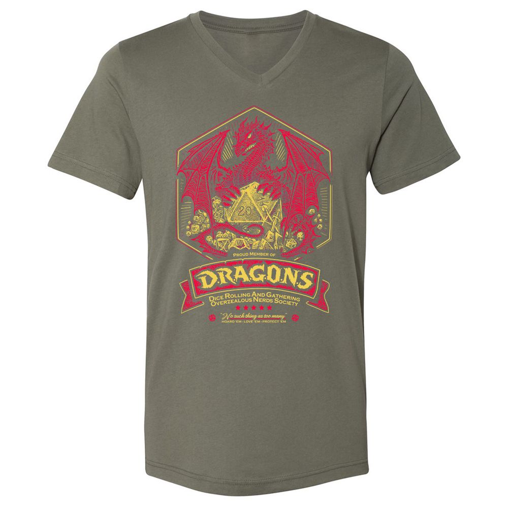 Fantasy Dragon With Dice - Military Green - 10