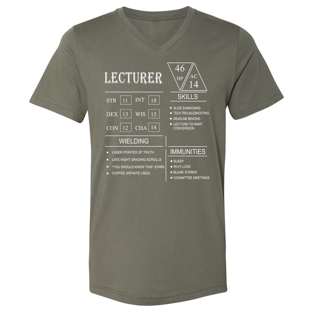 Lecturer New Unisex V-Neck T-Shirt - Military Green - 10
