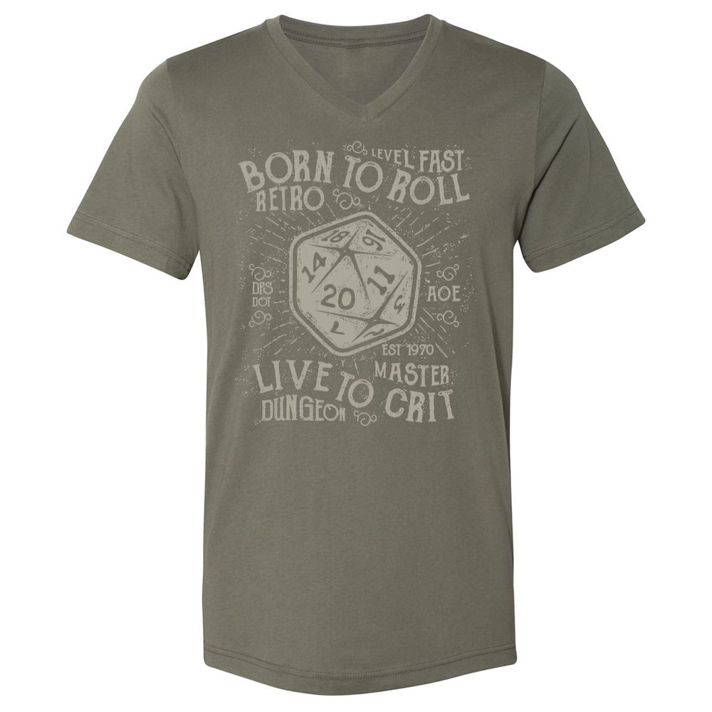Born To Roll Live To Crit Unisex V-Neck T-Shirt - Military Green - 10