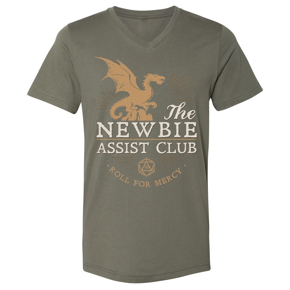 The Newbie Assist Club Unisex V-Neck T-Shirt - Military Green - 10