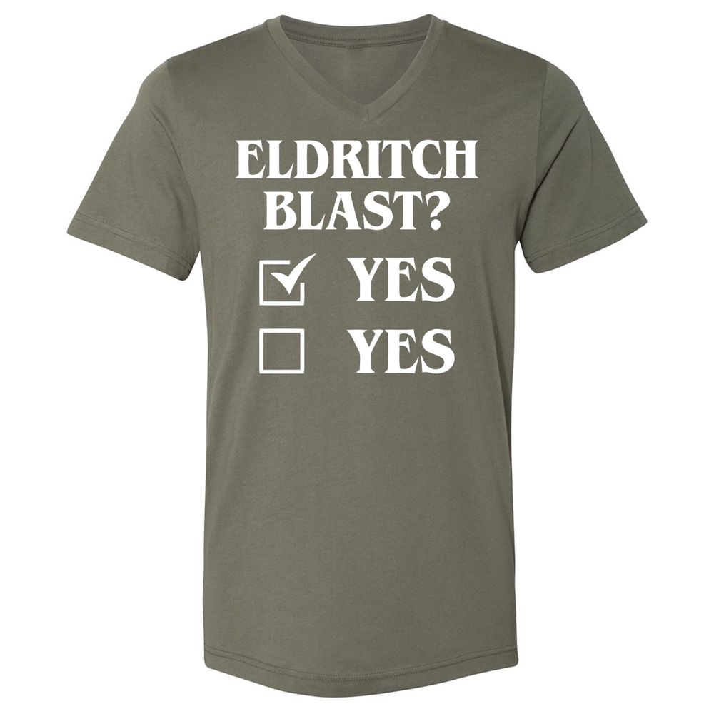 Eldritch Blast Yes Unisex V-Neck T-Shirt - Military Green - 10