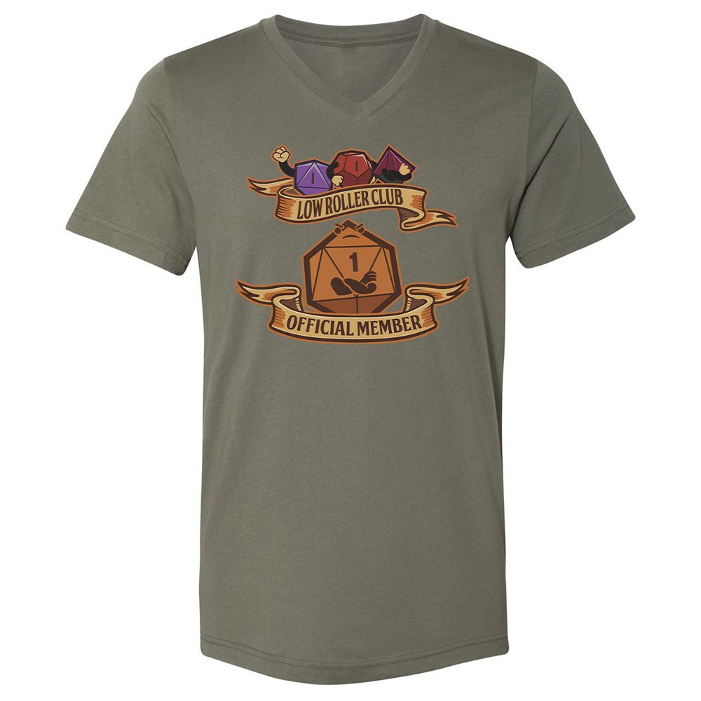 Low Roller Club Unisex V-Neck T-Shirt - Military Green - 10