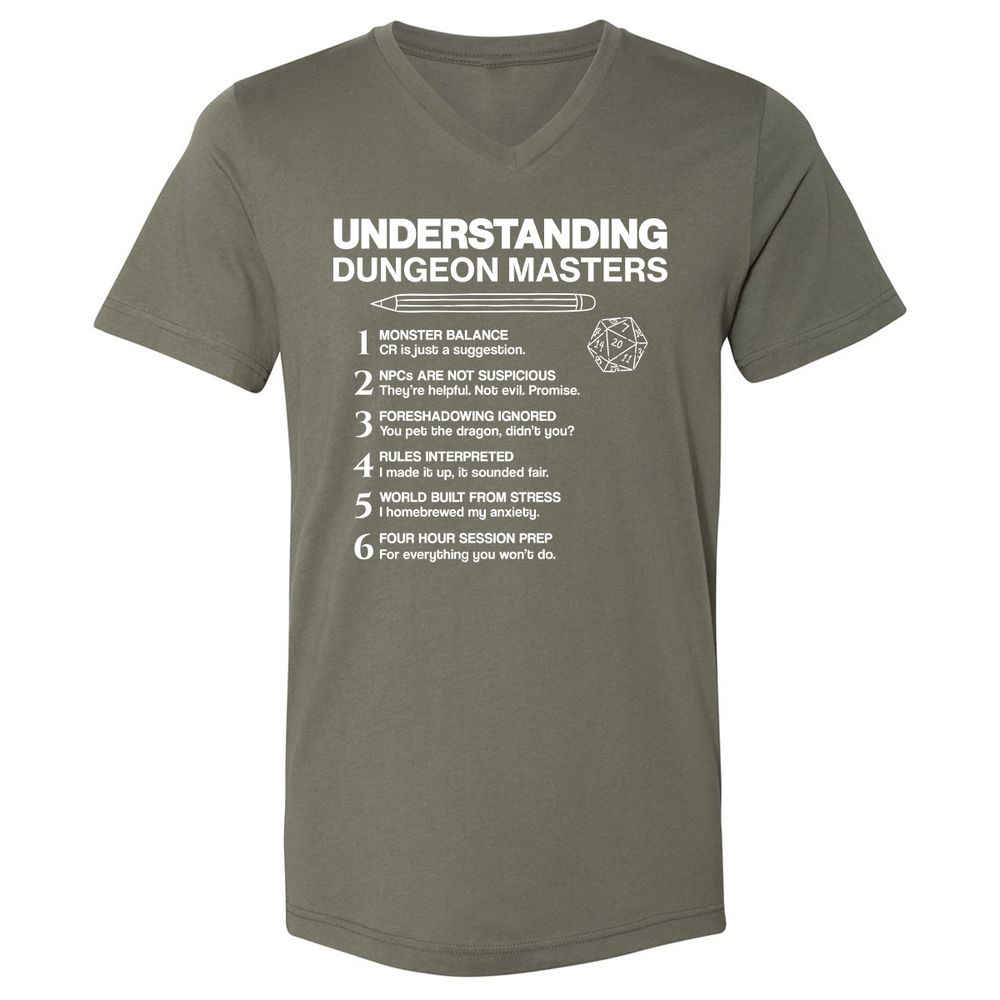 Understanding Dungeon Masters Unisex V-Neck T-Shirt - Military Green - 10