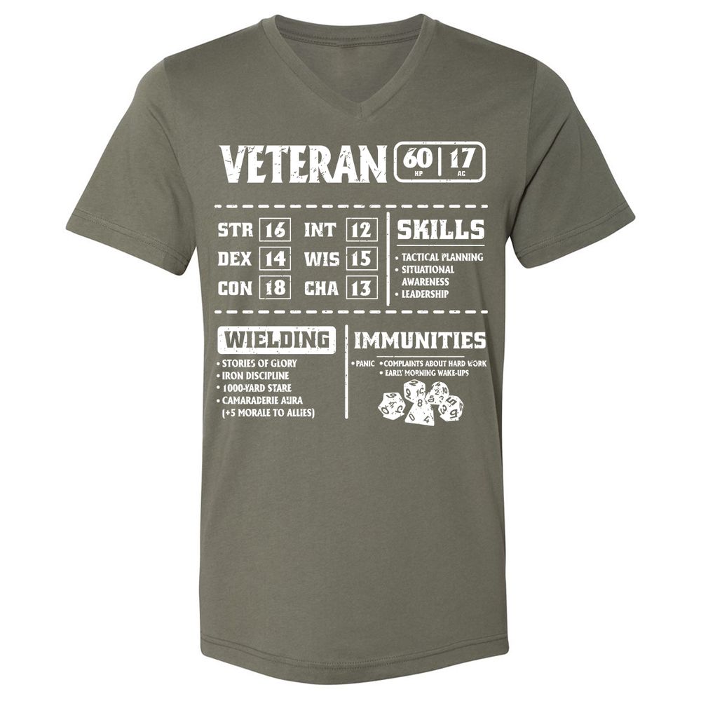 Veteran New Ver. Unisex V-Neck T-Shirt - Military Green - 10