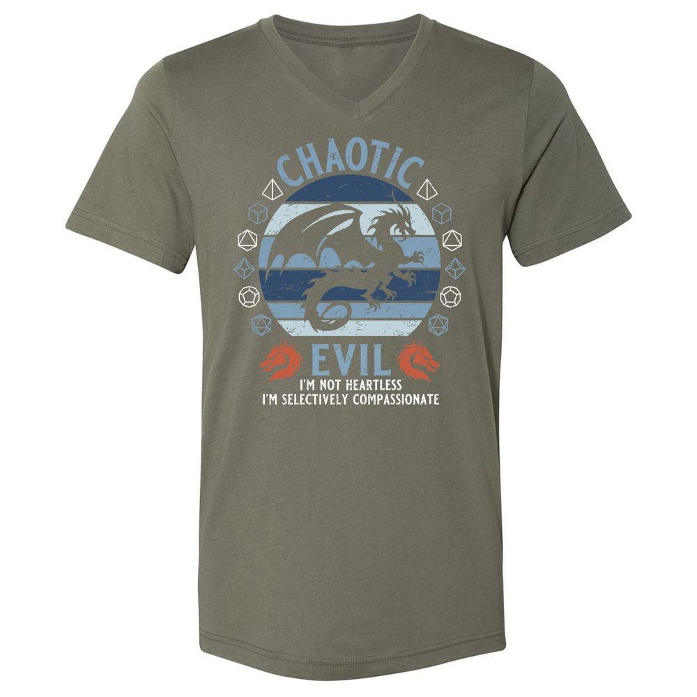 Chaotic Evil 2 Unisex V-Neck T-Shirt - Military Green - 10