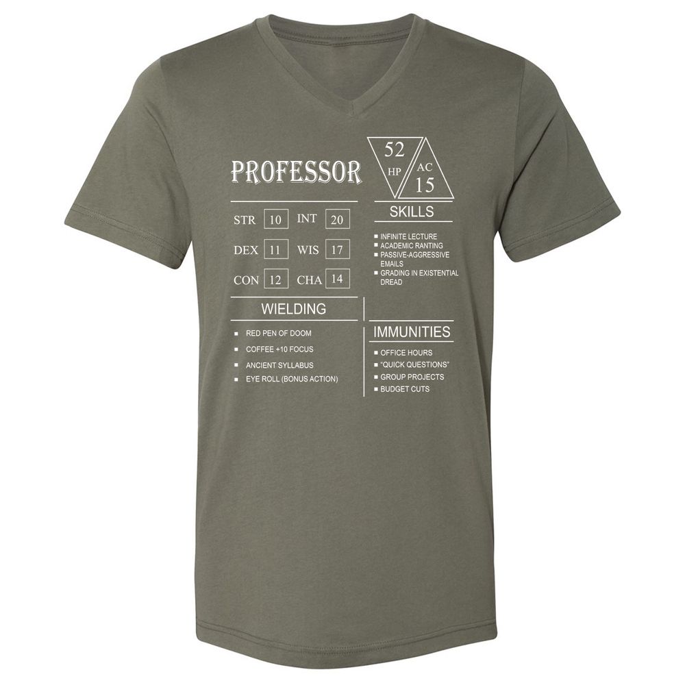 Professor New Unisex V-Neck T-Shirt - Military Green - 10