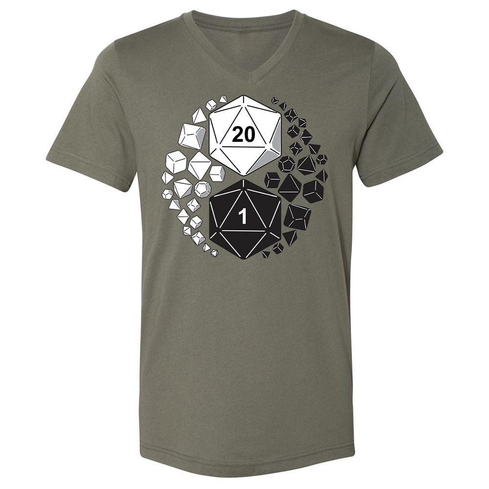 Gaming Yin Yang Unisex V-Neck T-Shirt - Military Green - 10