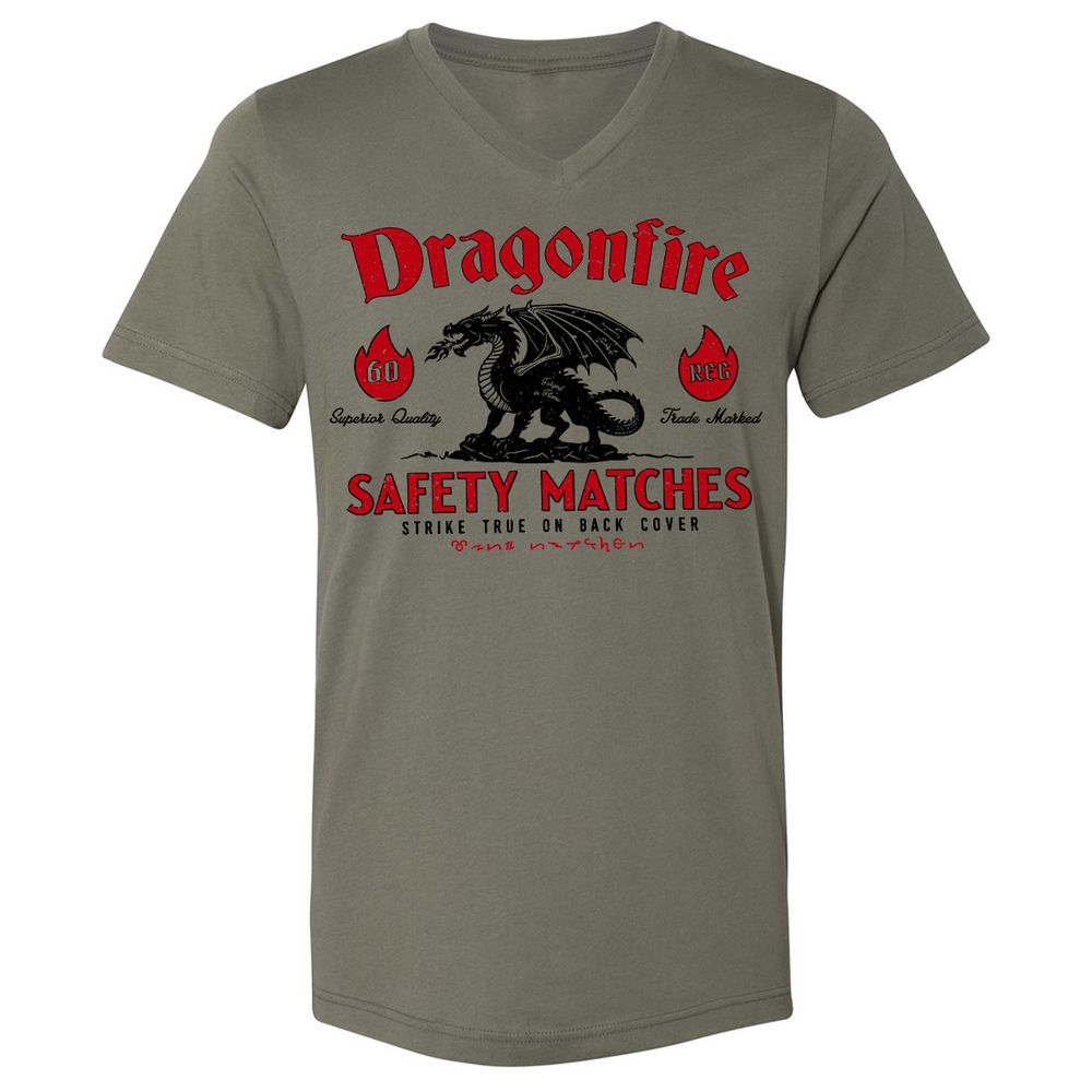 Dragonfire Unisex V-Neck T-Shirt - Military Green - 10