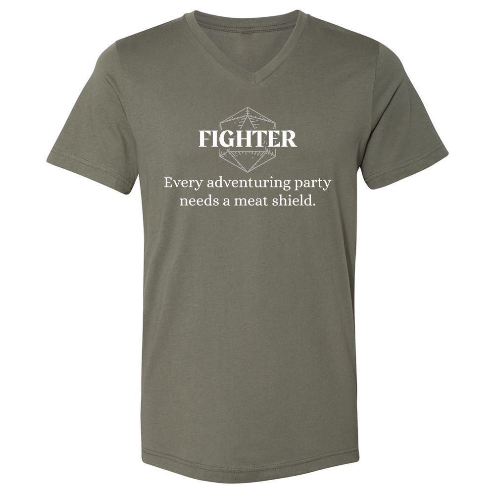 Fighter – Every Party Needs A Meat Shield Unisex V-Neck T-Shirt - Military Green - 10
