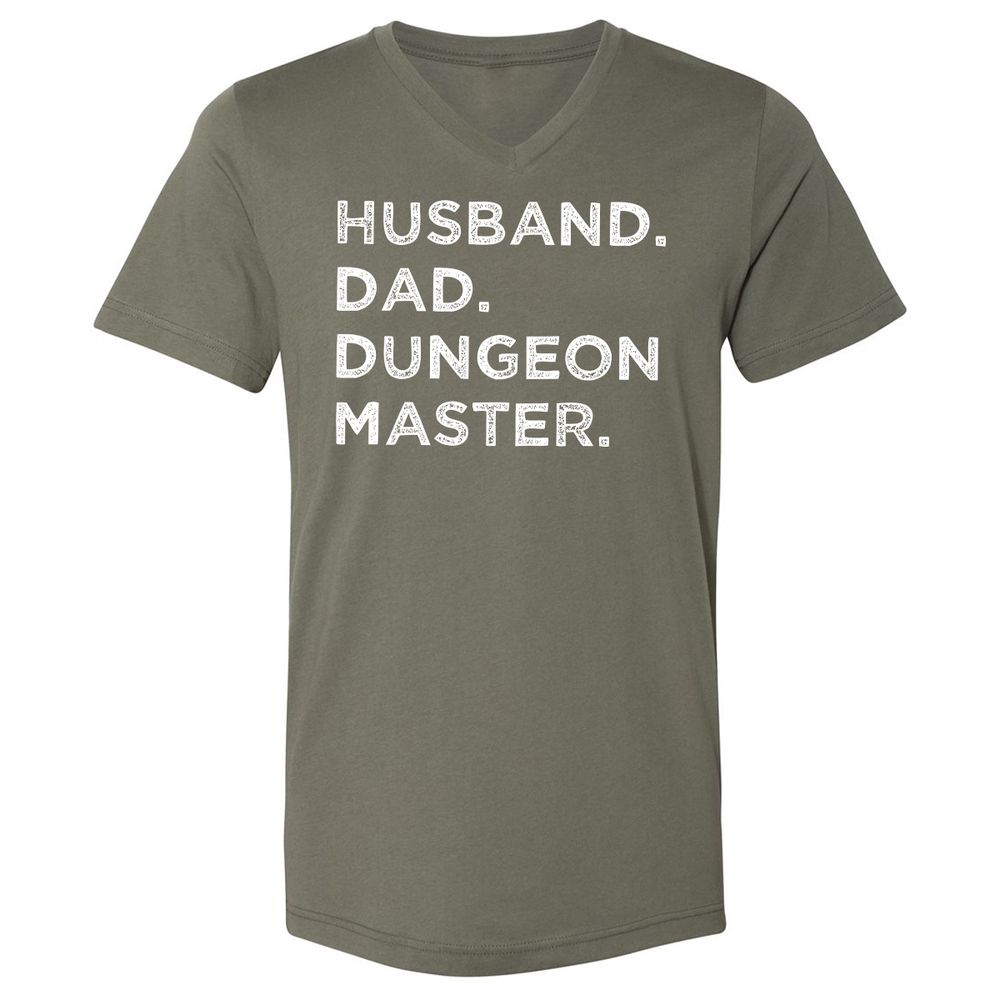 Husband Dad Dungeon Master Unisex V-Neck T-Shirt - Military Green - 10