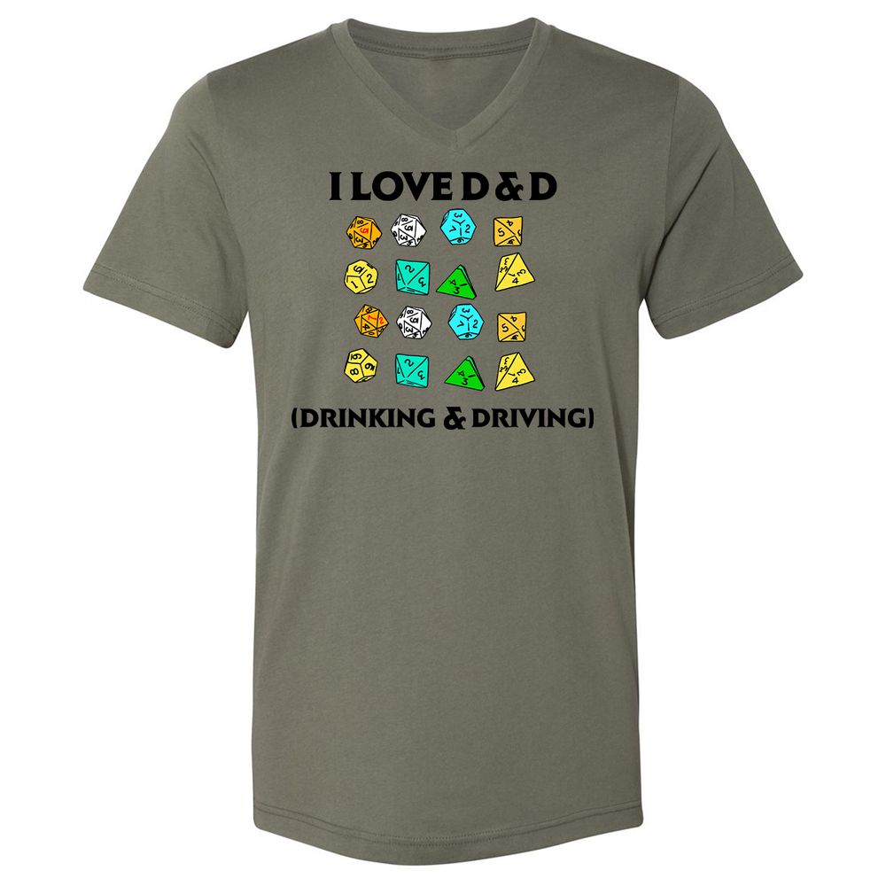 Drinking & Driving Unisex V-Neck T-Shirt - Military Green - 10