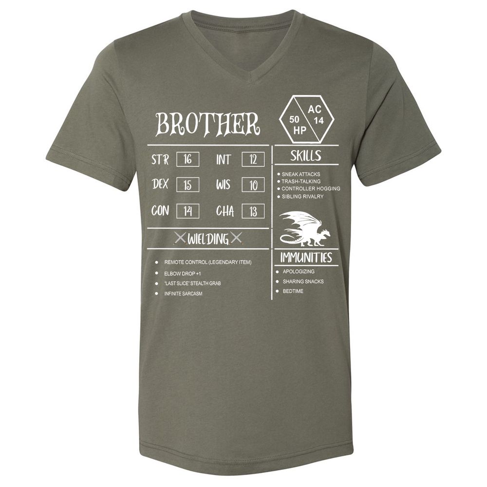Brother Stats Unisex V-Neck T-Shirt - Military Green - 10