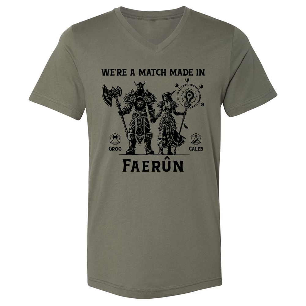 Custom DnD Class Couple Unisex V-Neck T-Shirt - Military Green - 10