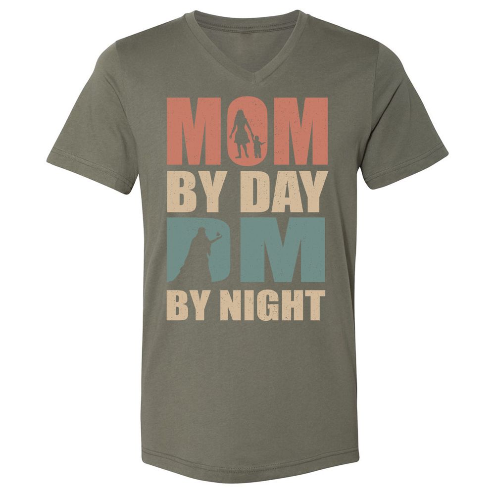 Mom By Day DM By Night Unisex V-Neck T-Shirt - Military Green - 10