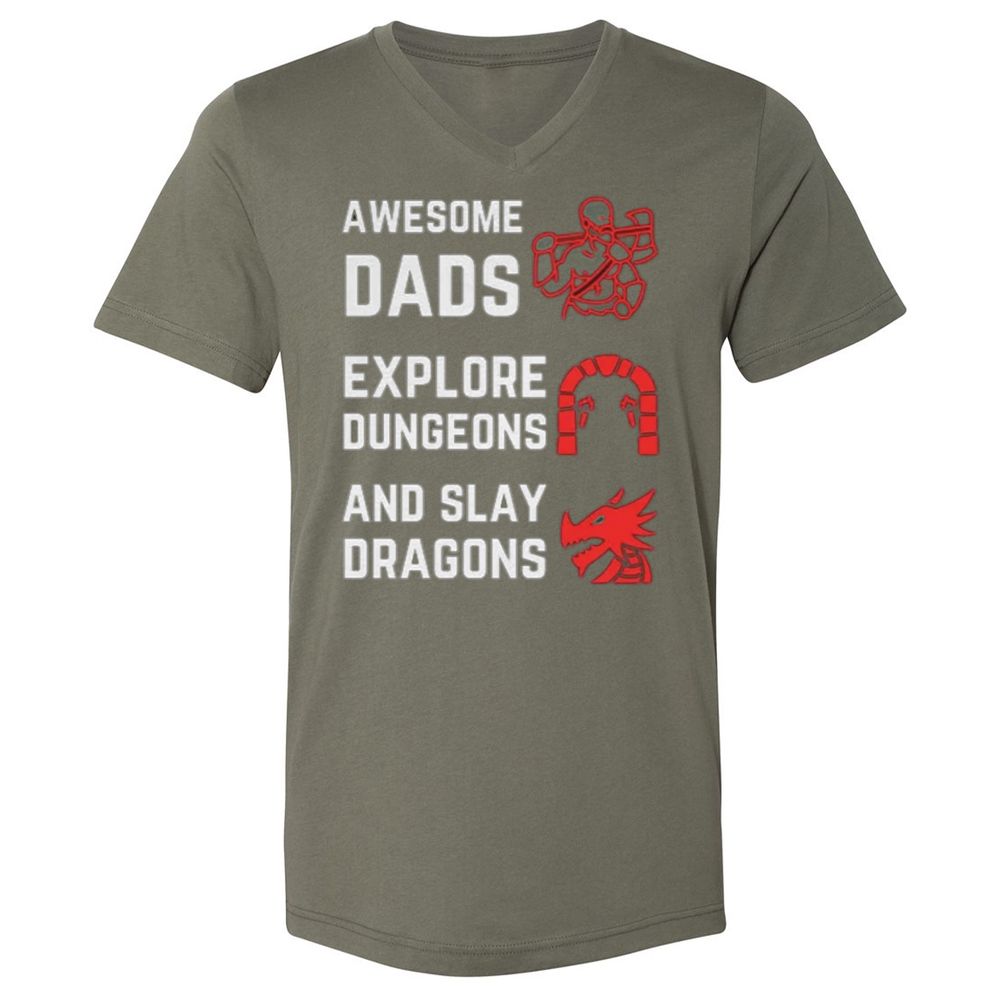 Awesome Dad Fathers Day Unisex V-Neck T-Shirt - Military Green - 10