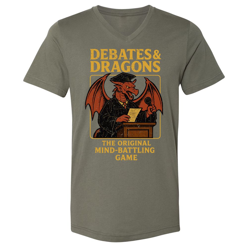 Debates & Dragons Unisex V-Neck T-Shirt - Military Green - 10