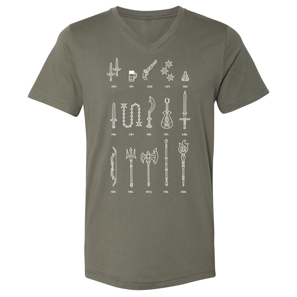 Damage Dealer RPG Unisex V-Neck T-Shirt - Military Green - 10