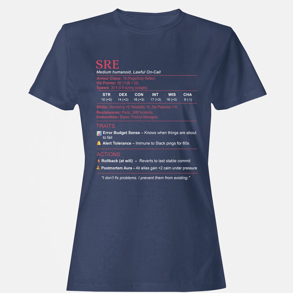 SRE Stats Women's T-Shirt - Navy - 10