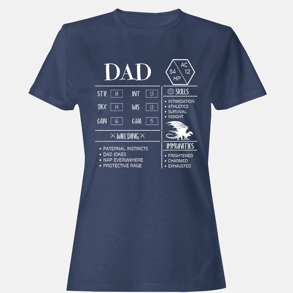 Dad Stats 2 Women's T-Shirt - Navy - 10