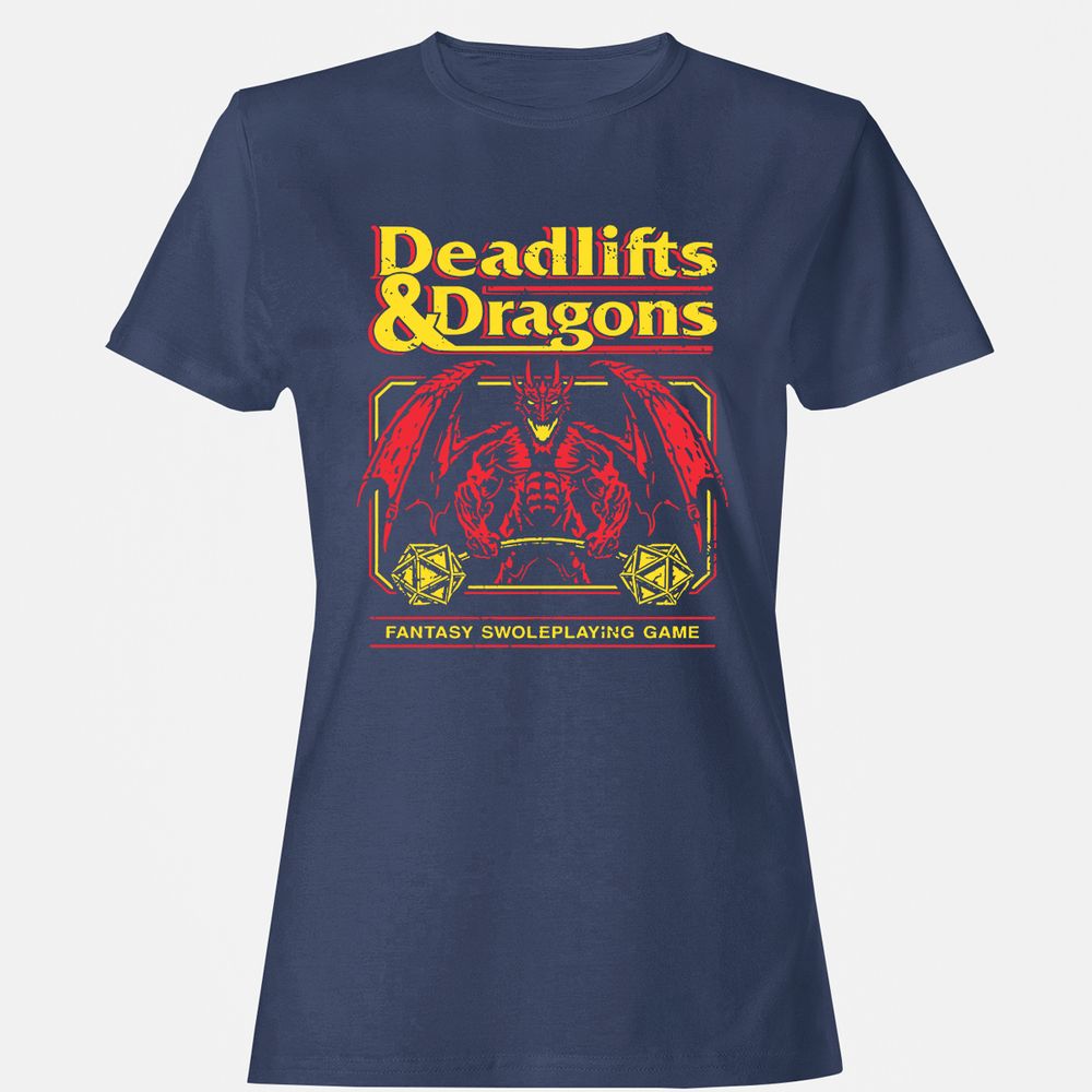Deadlifts And Dragons Women's T-Shirt - Navy - 10