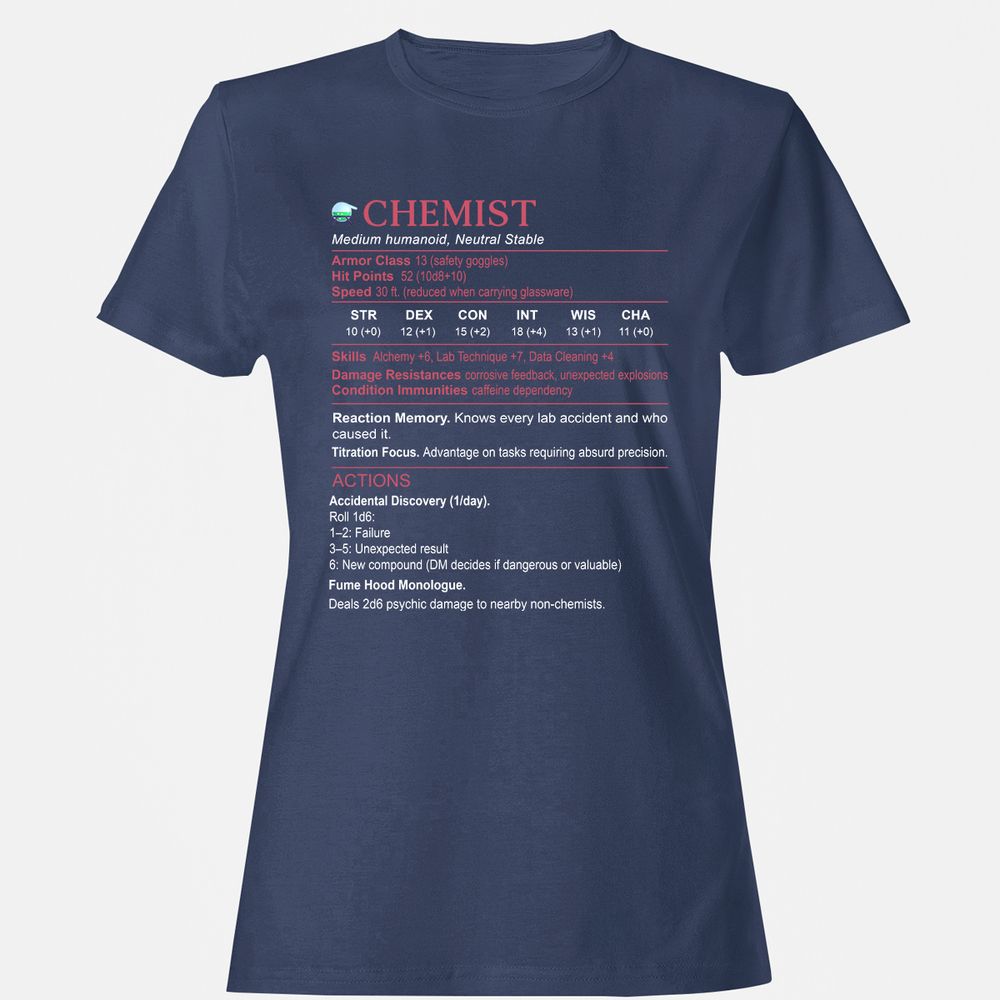 Chemist Stats Women's T-Shirt - Navy - 10