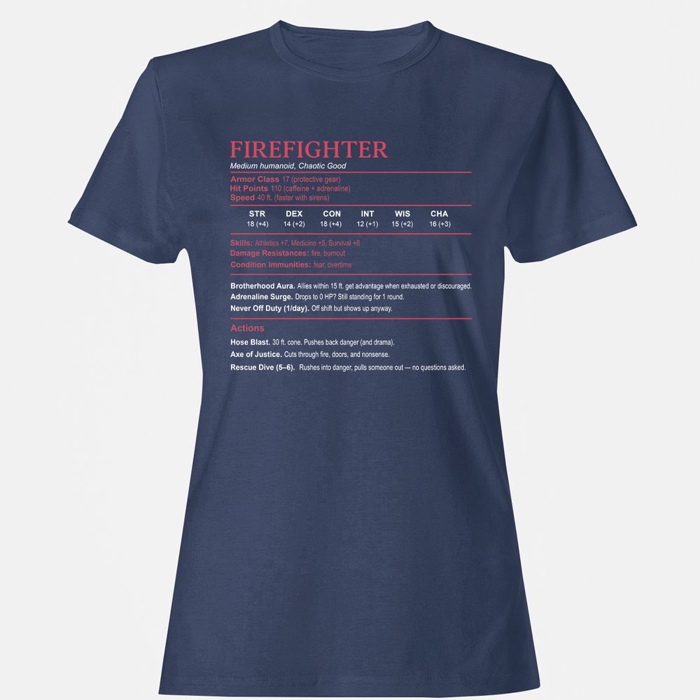 Firefighter Stats Women's T-Shirt - Navy - 10