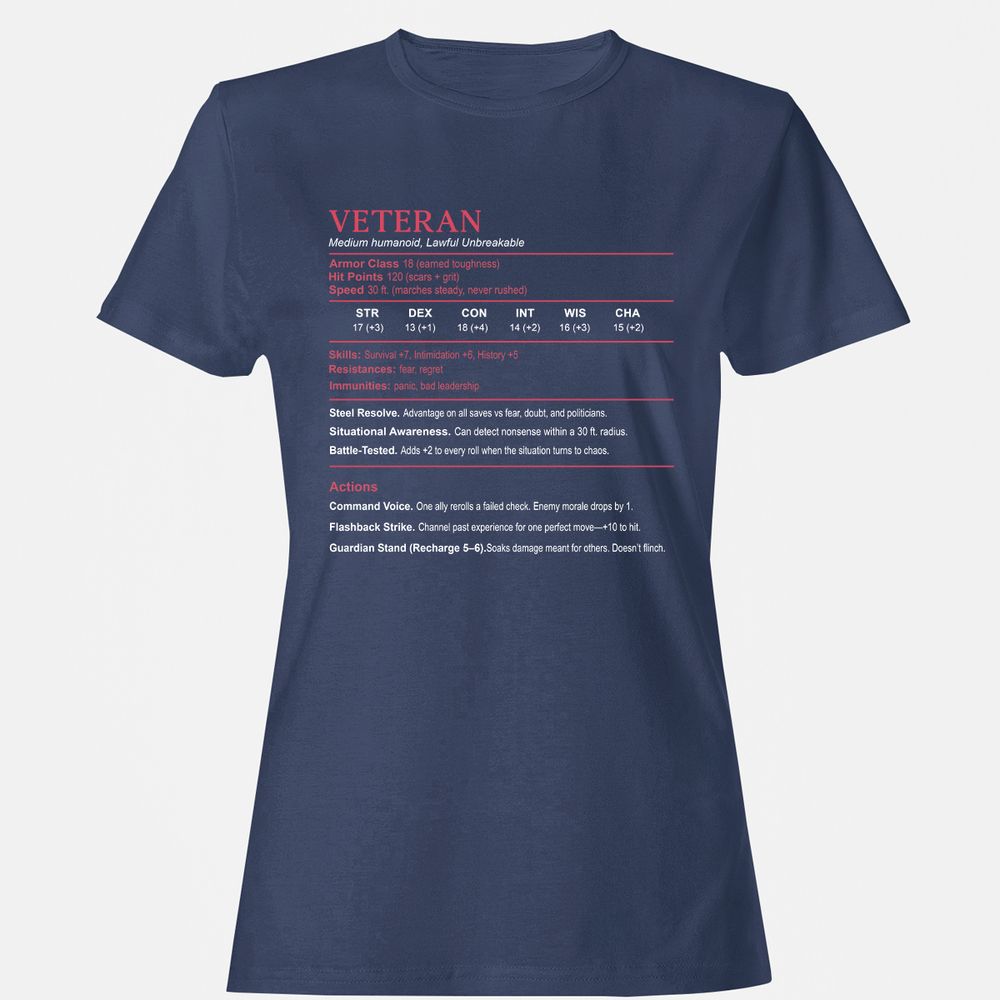 Veteran Stats Women's T-Shirt - Navy - 10