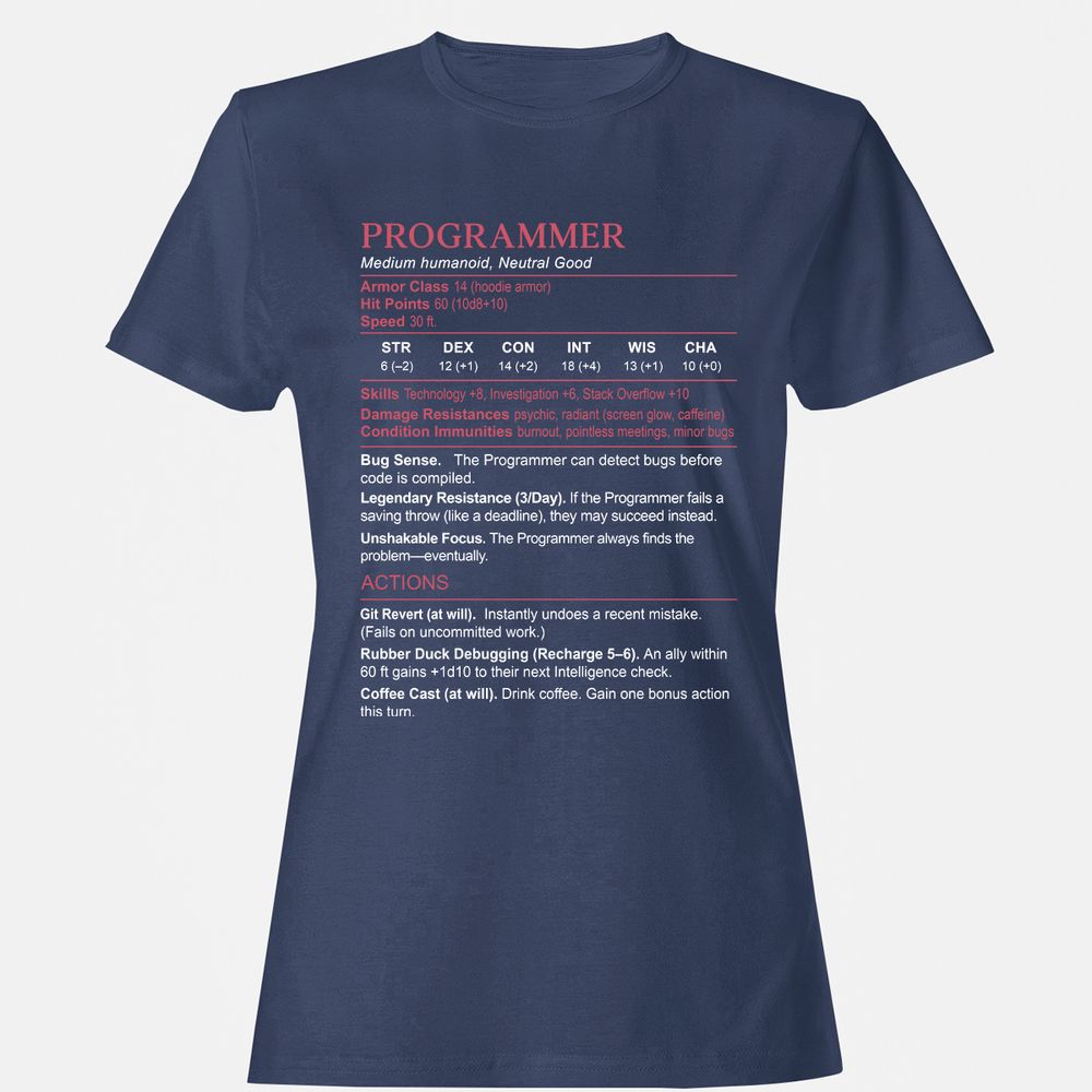 Programmer Stats Women's T-Shirt - Navy - 10