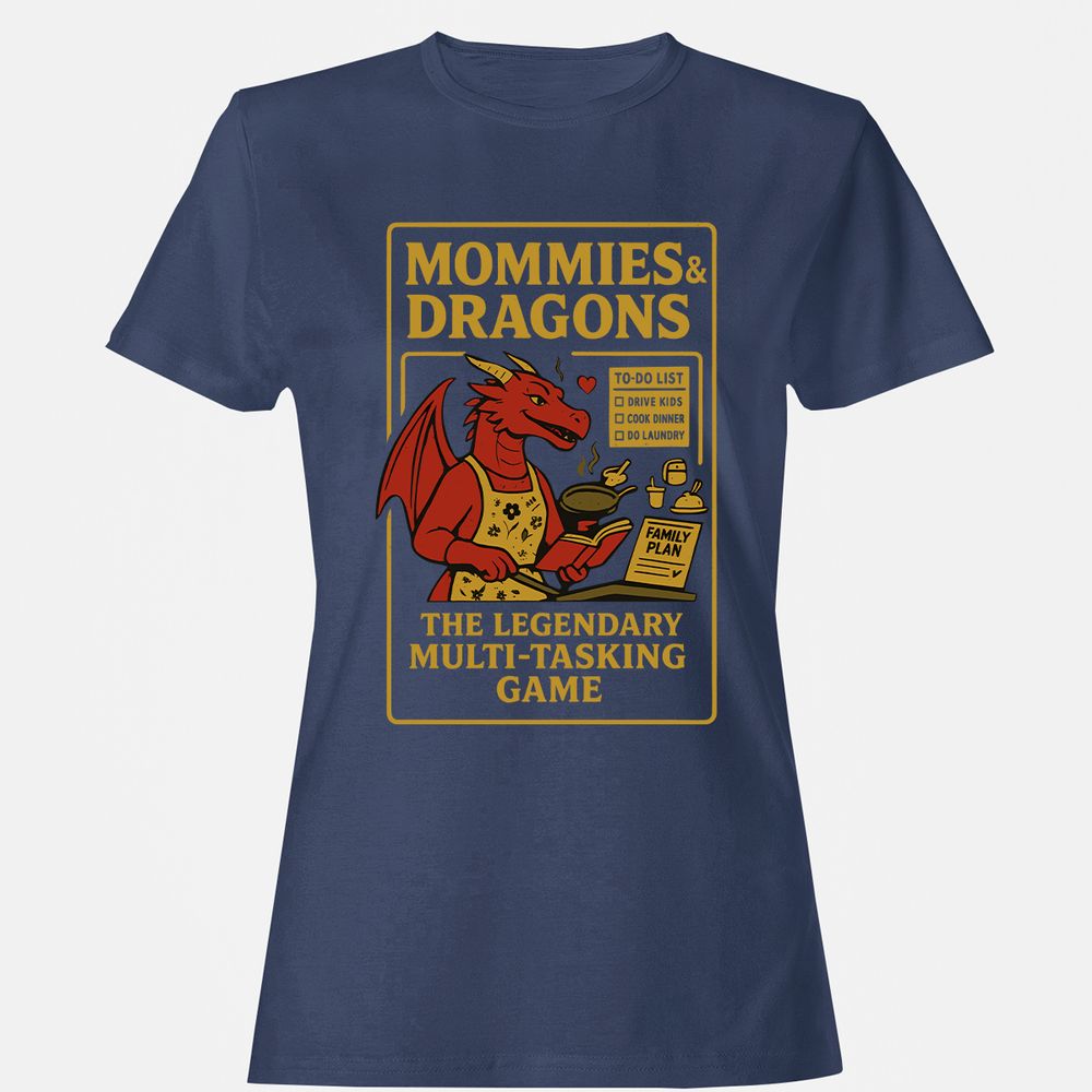 Mommies & Dragons Women's T-Shirt - Navy - 10