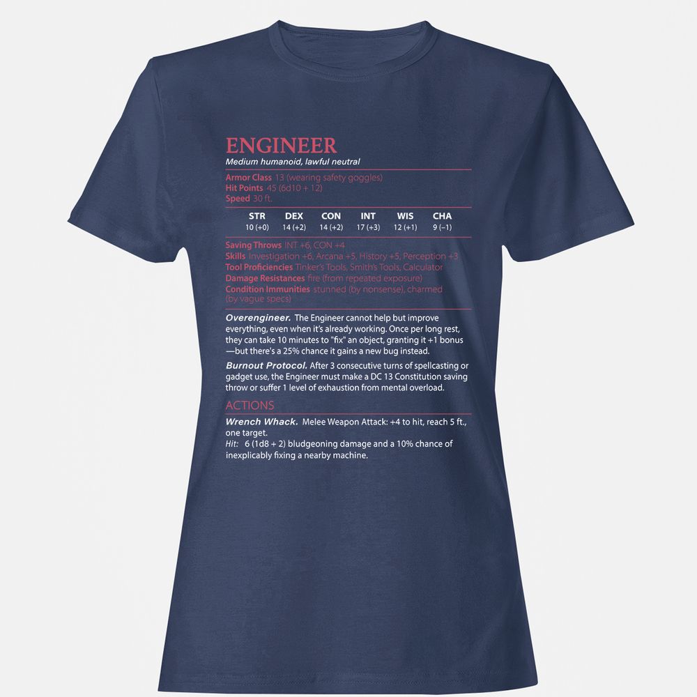 Engineer Stats Women's T-Shirt - Navy - 10