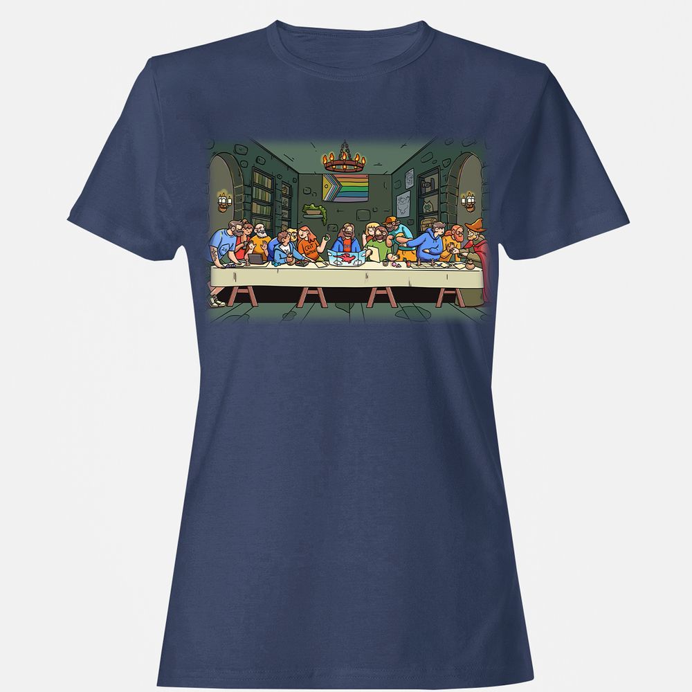 DnD Characters Pride Themed The Last Supper Shirt Women's T-Shirt - Navy - 10