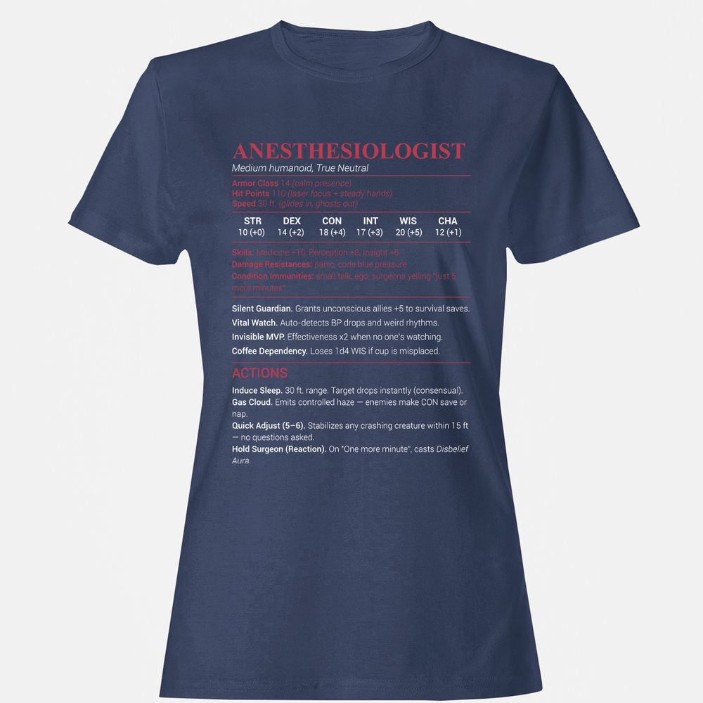 Anesthesiologist Stats Women's T-Shirt - Navy - 10
