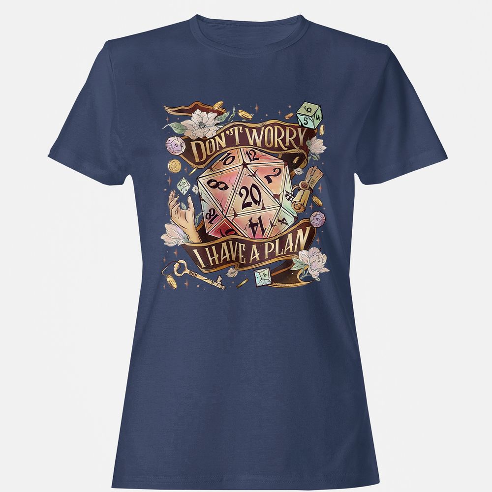 Floral Don't Worry I Have A Plan Women's T-Shirt - Navy - 10