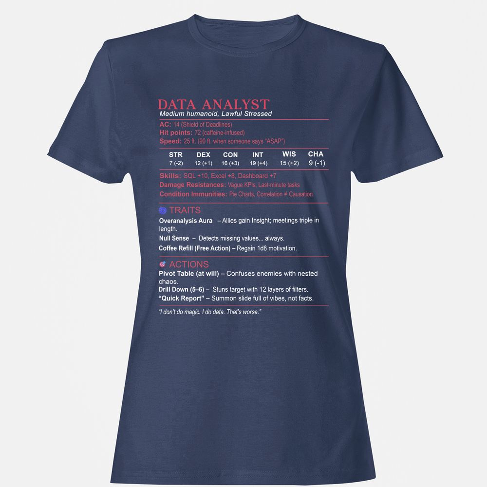 Data Analyst Stats Women's T-Shirt - Navy - 10