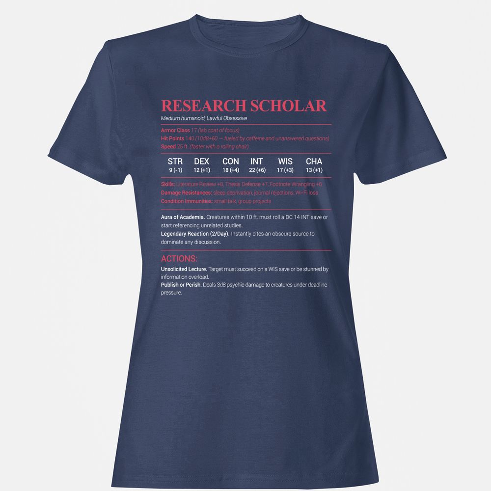 Research Scholar Women's T-Shirt - Navy - 10