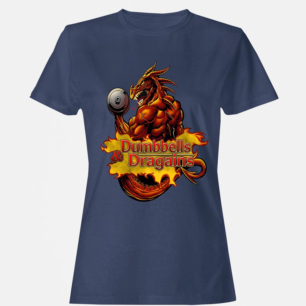 Dumbbells & Dragains Women's T-Shirt - Navy - 10
