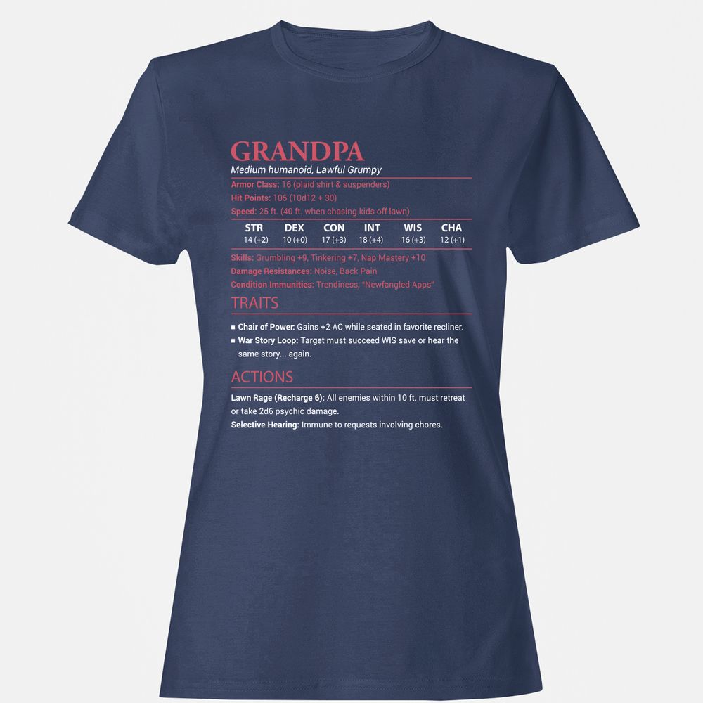 Grandpa Stats Women's T-Shirt - Navy - 10
