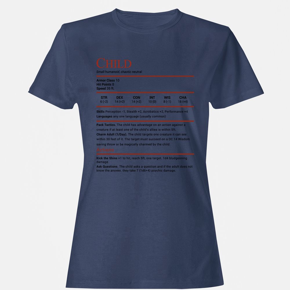Child Stats Women's T-Shirt - Navy - 10