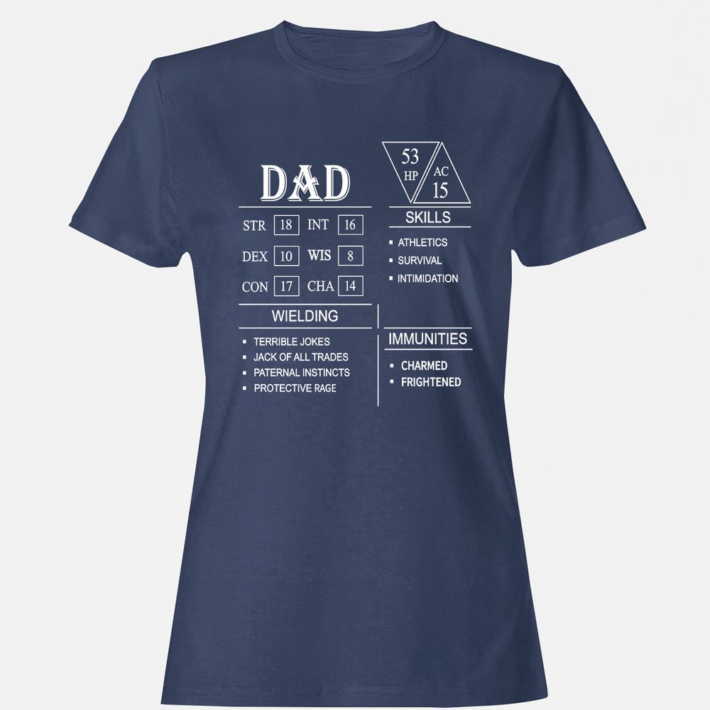Dad Stat Block Women's T-Shirt - Navy - 10
