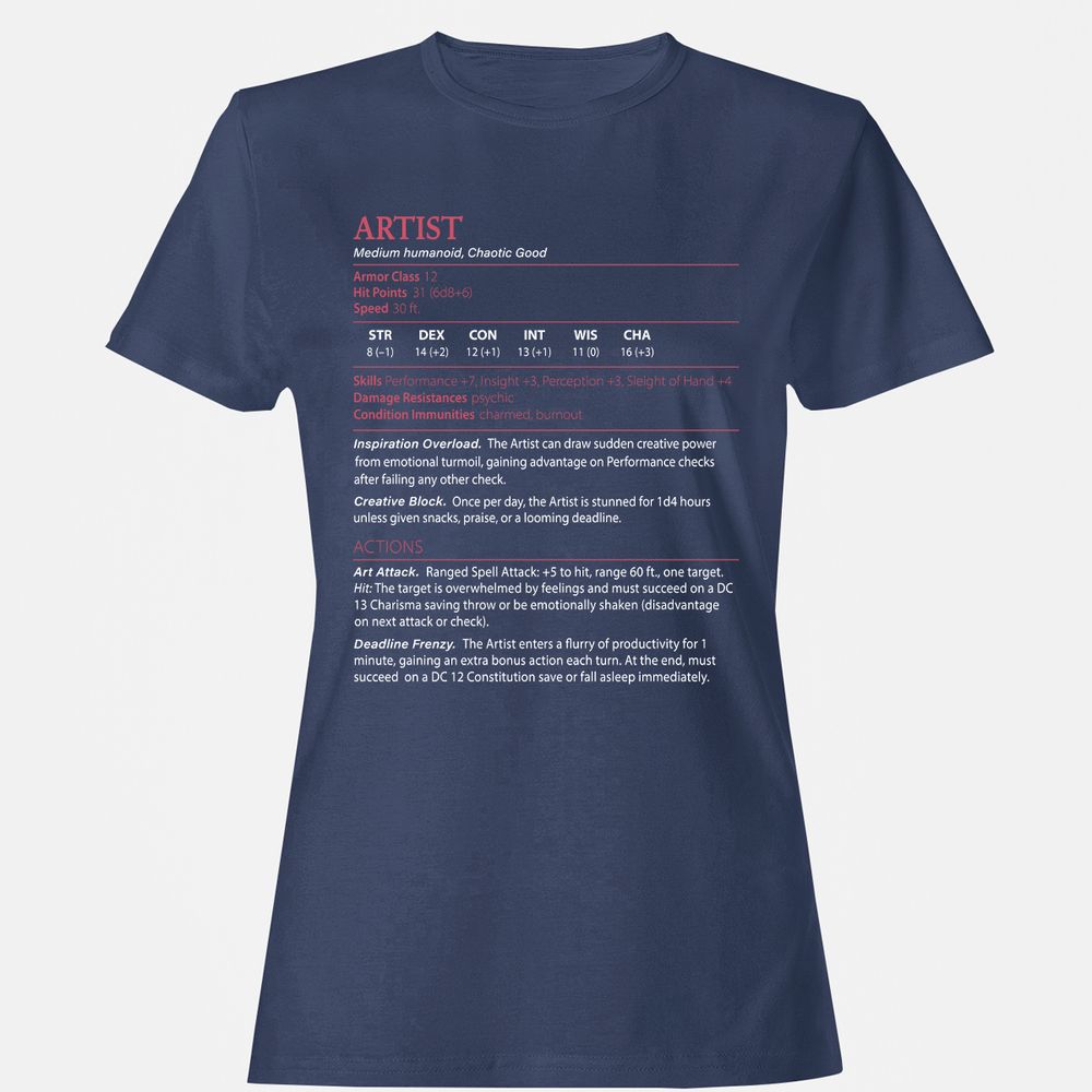 Artist Stats Women's T-Shirt - Navy - 10