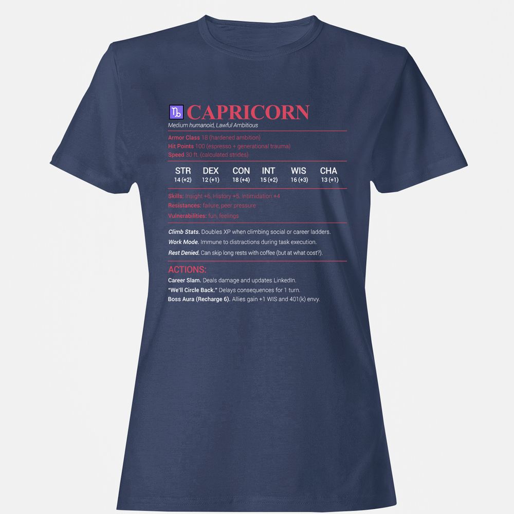 Capricorn Stats Women's T-Shirt - Navy - 10