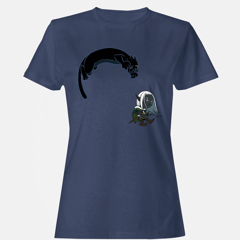 Drizzt And Guenhwyvar Women's T-Shirt - Navy - 10