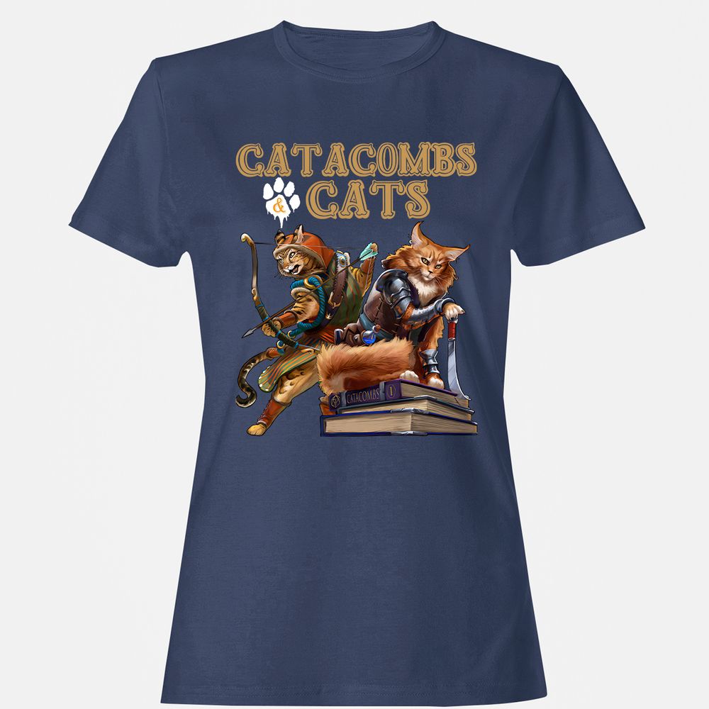 Catacombs & Cats Women's T-Shirt - Navy - 10
