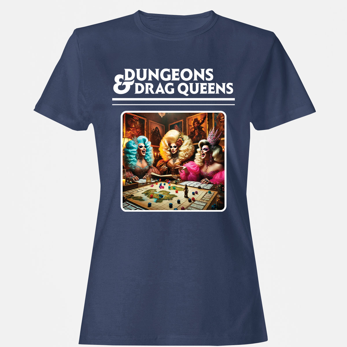 Dungeons & Drag Queens Women's T-Shirt - Navy - 10