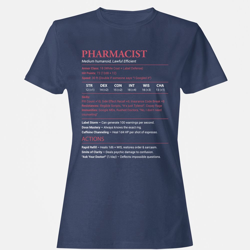 Pharmacist Stats Women's T-Shirt - Navy - 10